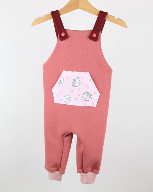 Salopette felpata - Gattini in rosa