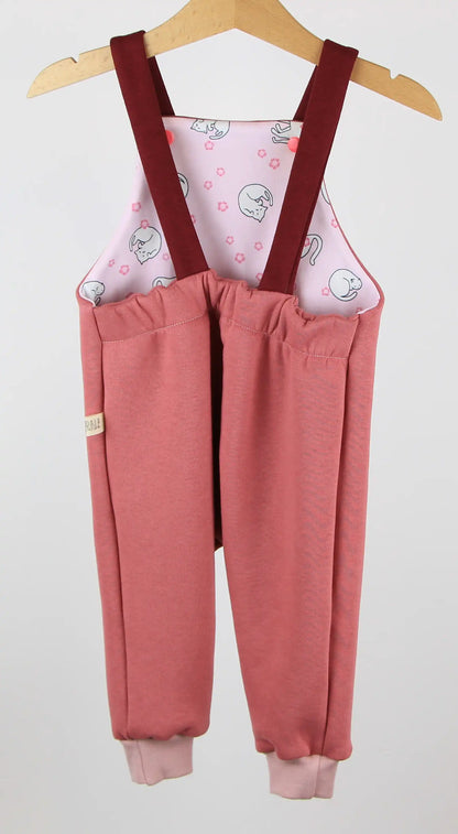 Salopette felpata - Gattini in rosa